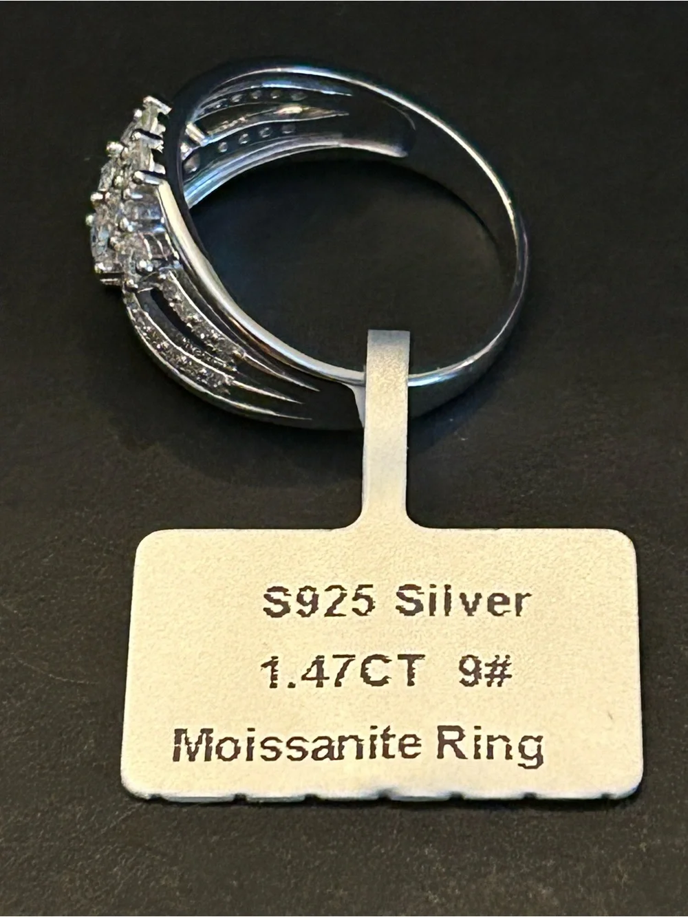 1.47CTW White Moissanite Multi-Row Scatter Statement Band Ring S925 Silver Sz 9